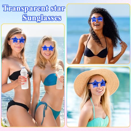 NACHLYNN 36 Pcs Rimless Star Shaped Sunglasses Dark Blue Transparent Sunglasses Pentagram Glasses for Party Favor Cosplay - Image 4
