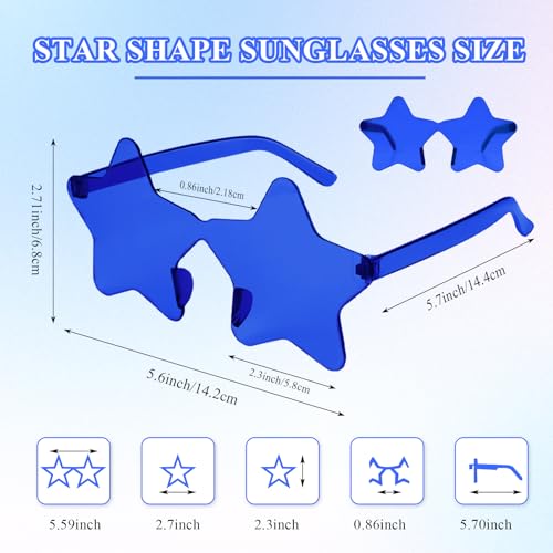 NACHLYNN 36 Pcs Rimless Star Shaped Sunglasses Dark Blue Transparent Sunglasses Pentagram Glasses for Party Favor Cosplay - Image 3