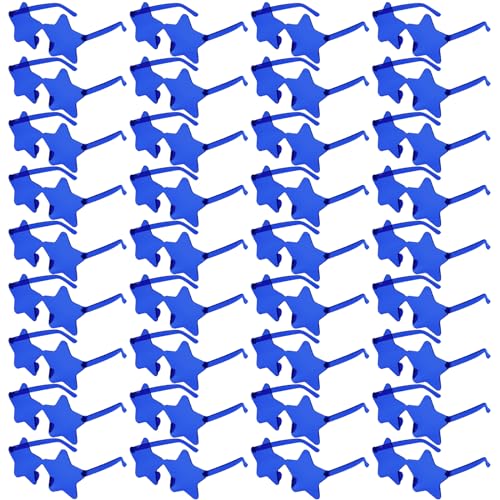 NACHLYNN 36 Pcs Rimless Star Shaped Sunglasses Dark Blue Transparent Sunglasses Pentagram Glasses for Party Favor Cosplay - Image 1