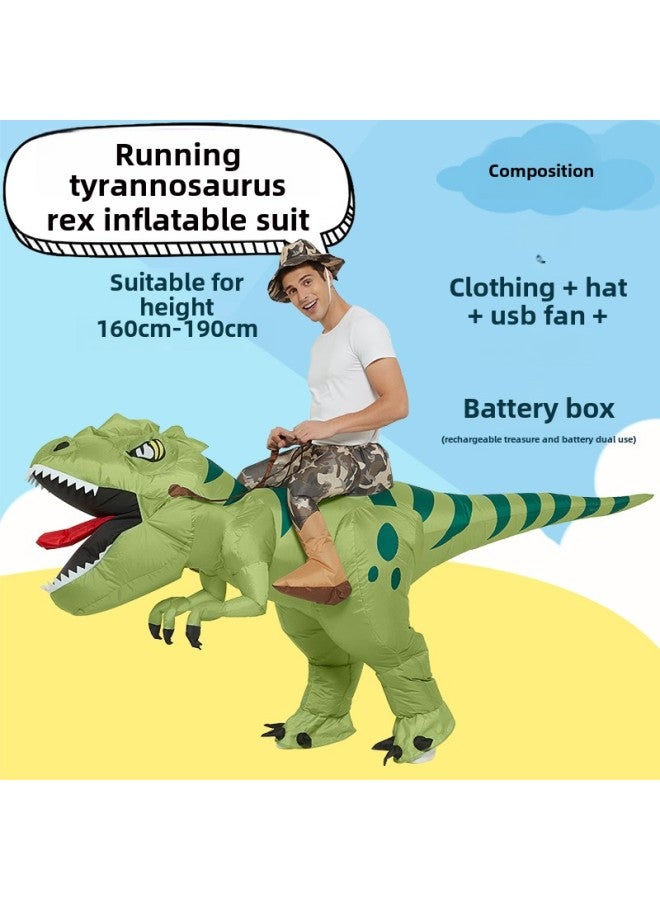 Funny Toy Mount Funny Costume Animal Prop Costume Dinosaur Inflatable Clothes Pants Children Adult-Color:Running Tyrannosaurus Rex—adult - Image 1