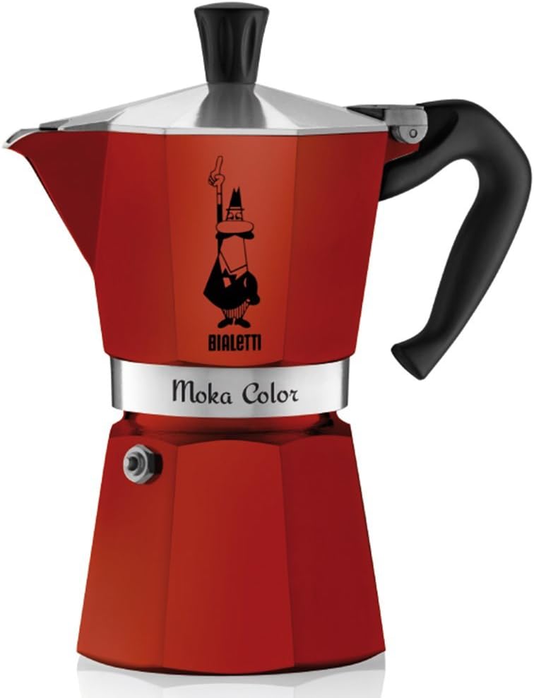 Moka Color Espresso Coffee Maker (6 Cups, Bordeaux)