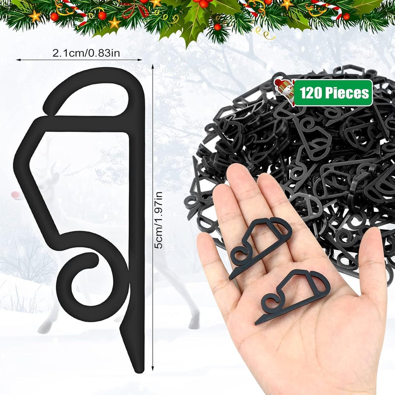 SelfTek 120 Pcs Gutter Clips for Hanging Outdoor Lights, Christmas Hooks, Plastic Hanger for Outside String Lights (Black) - Image 2