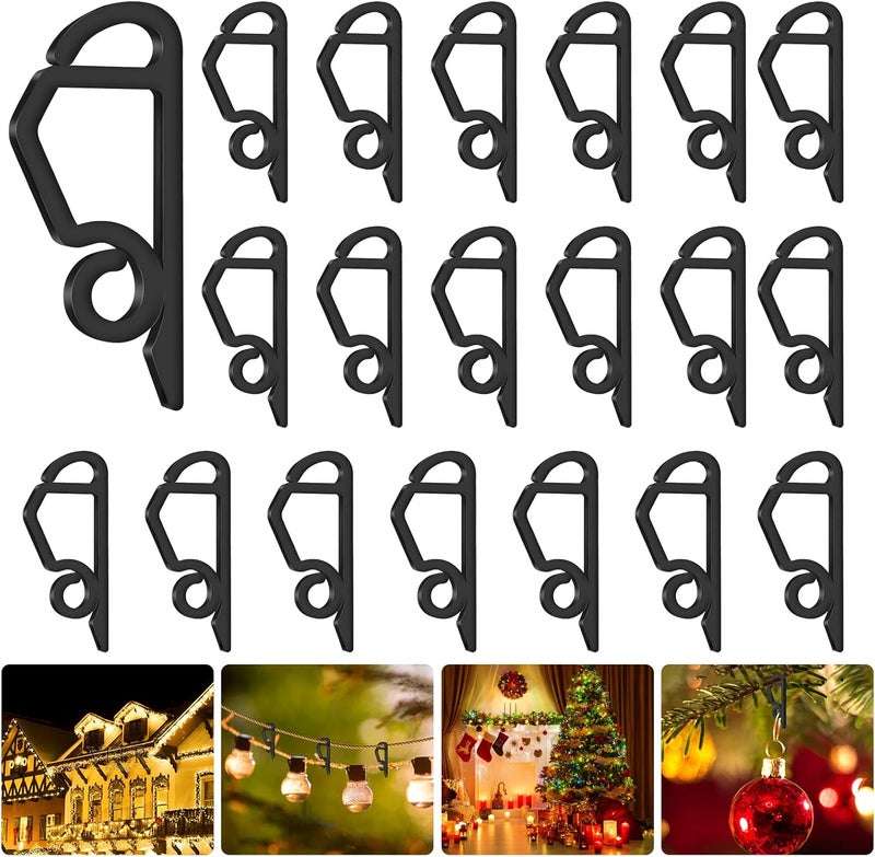 SelfTek 120 Pcs Gutter Clips for Hanging Outdoor Lights, Christmas Hooks, Plastic Hanger for Outside String Lights (Black) - Image 1
