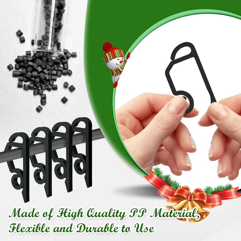 SelfTek 120 Pcs Gutter Clips for Hanging Outdoor Lights, Christmas Hooks, Plastic Hanger for Outside String Lights (Black) - Image 3