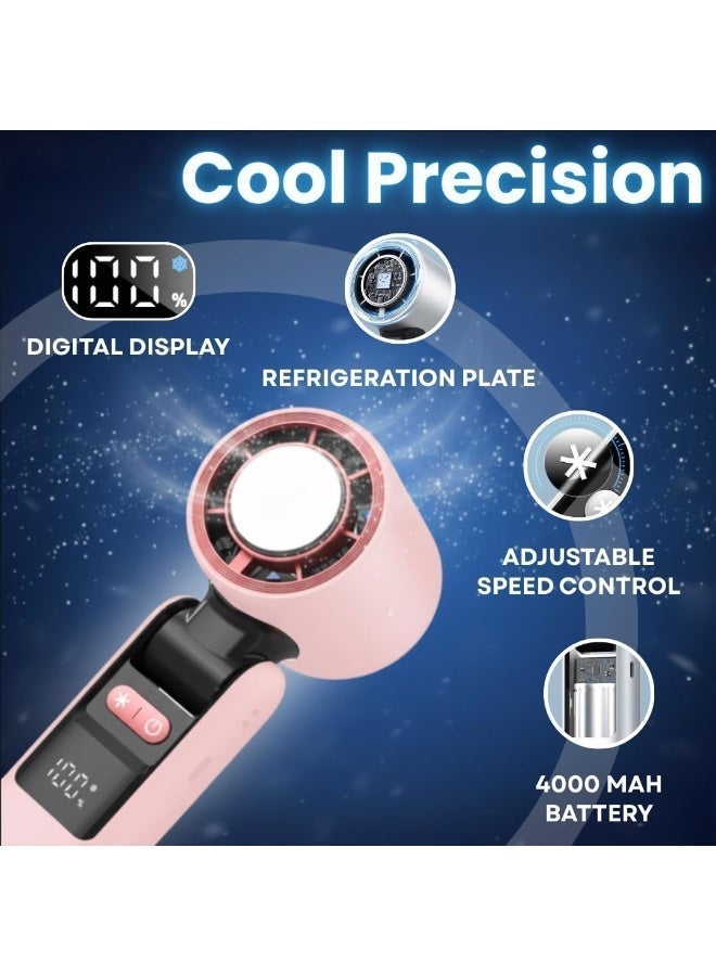 Jliyru Portable Handheld Turbo Fan, 5 High-Speed Wind, Battery Operated, Up to 12H Runtime, 3 IN 1 Hand Fan with LED Display & Flashlight, Personal Cooling Fan for Travel, Outdoor, Beach Essentials - Image 3