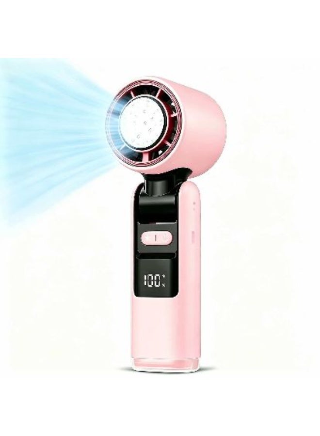 Jliyru Portable Handheld Turbo Fan, 5 High-Speed Wind, Battery Operated, Up to 12H Runtime, 3 IN 1 Hand Fan with LED Display & Flashlight, Personal Cooling Fan for Travel, Outdoor, Beach Essentials - Image 1