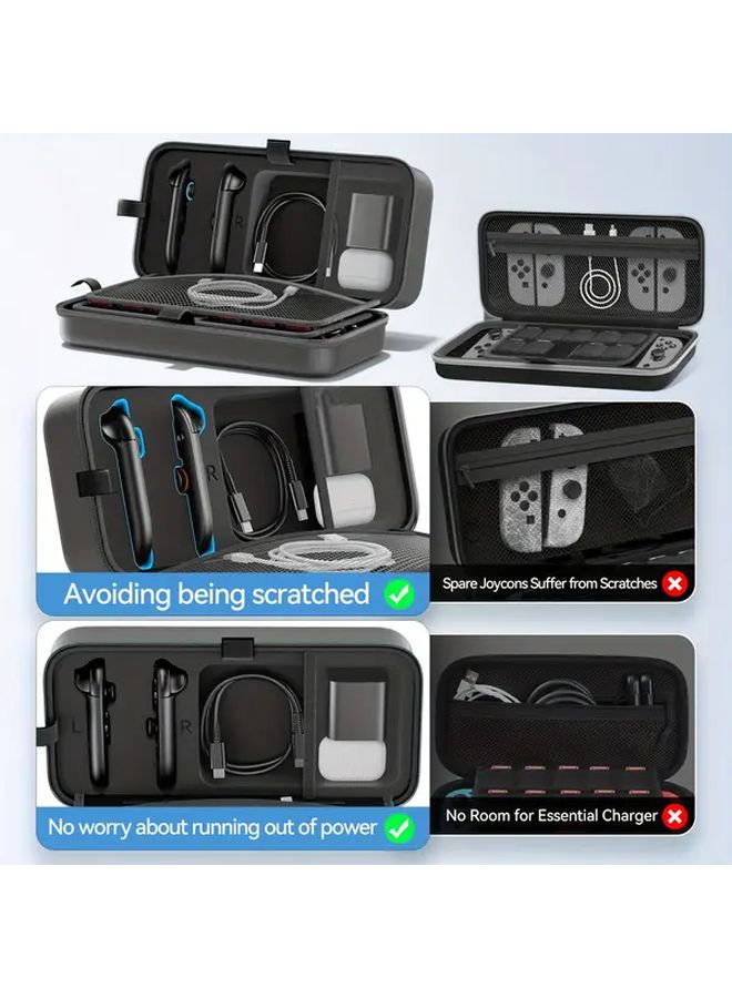 Red Switch 2 Storage Bag with Handle Multifunction Charger Holder Protective Case - Image 4