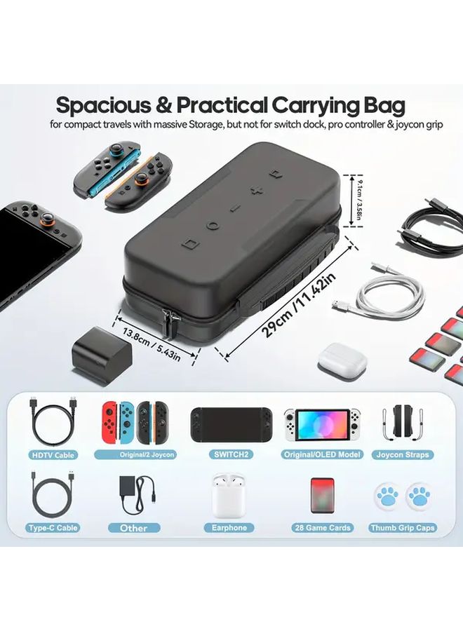 Red Switch 2 Storage Bag with Handle Multifunction Charger Holder Protective Case - Image 2