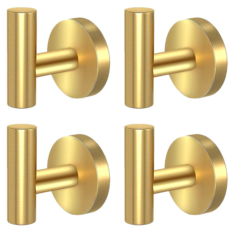 Kruodop Towel Hooks for Bathroom4 Packs Wall Mount Towel HolderBlack Matte Wall Robe HookStainless Steel Heavy Duty Door Hanger Towel Hook for Kitchen BedroomHotelPoolCoats Gold - Image 2