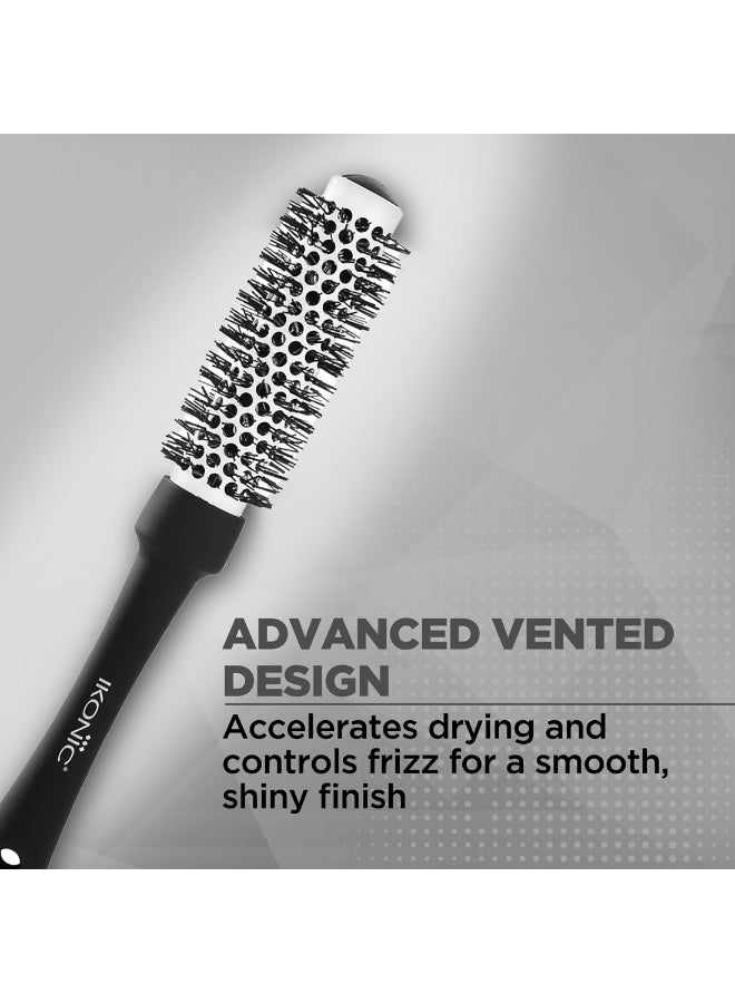 Ikonic Professional Blow Dry Hair Brush with Ionic Techonology for Frizz-Free Styling, Curling, Volumizing & Waves for Women & Men, All Hair Types, Salon & Personal Use - BDB 25 BLACK + WHITE - Image 3