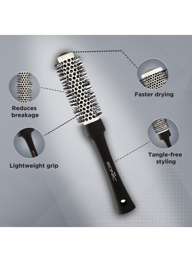 Ikonic Professional Blow Dry Hair Brush with Ionic Techonology for Frizz-Free Styling, Curling, Volumizing & Waves for Women & Men, All Hair Types, Salon & Personal Use - BDB 25 BLACK + WHITE - Image 4
