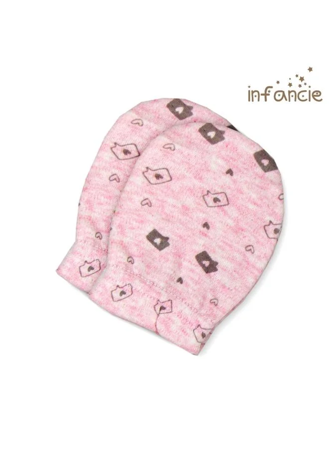 infancie Pack of 2- Heart Print Cotton Baby Mittens