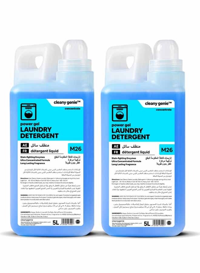 cleany genie Long Lasting Power Gel Laundry Detergent Liquid 2x5L - Image 1