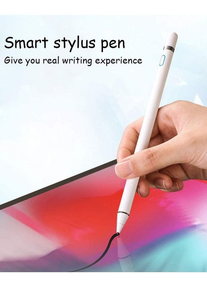 Active Stylus Pen for Android,iOS, iPad/iPad 2/New iPad 3/iPad4/iPad Pro/iPad Mini/iPad Mini 2/3 /4 and Most Tablet,1.5mm Fine Point Rechargeable Digital Stylus Pen（White）  - Image 2