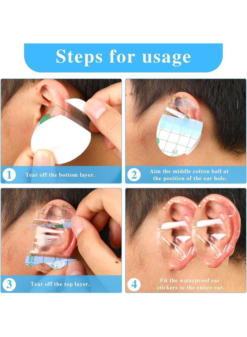 Gonice Waterproof Ear Stickers,Disposable Ear Patch,Shower Ear Protectors with Ear Plugs Adhesive Ear Stickers for Kids Adults, Newborn Ear Protection for Swimming Bathing (60pcs, One Size) - Image 3