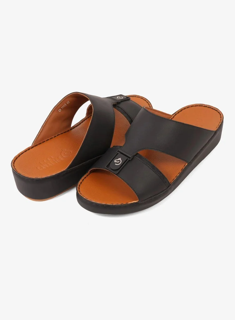 اومو كافالير UOMO CAVALIER PREMIUM LEATHER TRADITIONAL ARABIC SANDALS BLACK