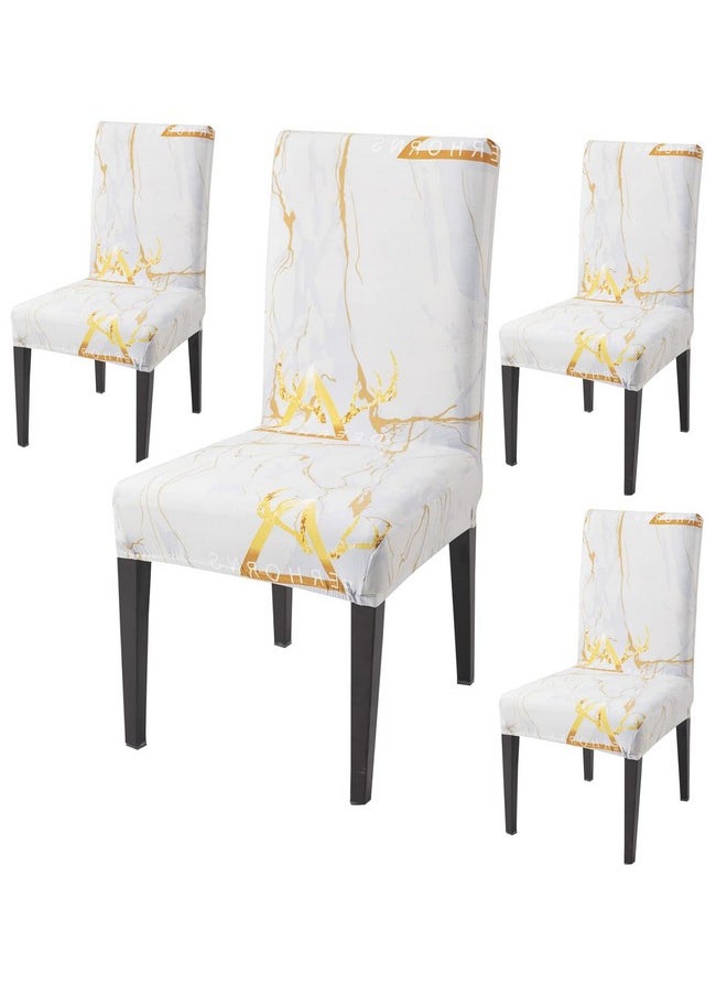 Styleys Styleys Elastic Chair Cover Stretchable Removable Washable Dining Chair Cover Protector Seat Slipcovers (Set of 4, Light Grey Marble Glitter, SD3188)  - Image 1