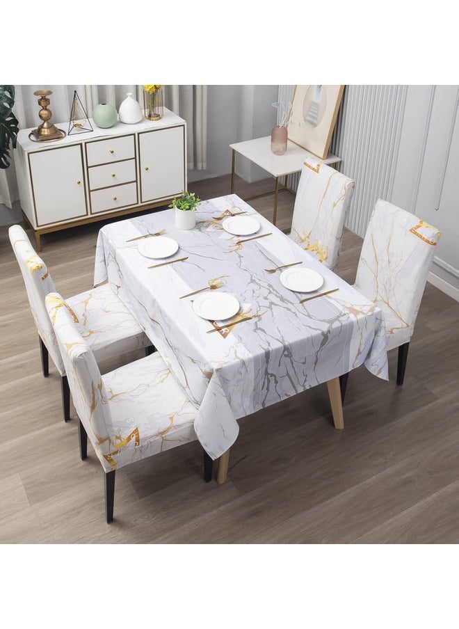 Styleys Styleys Elastic Chair Cover Stretchable Removable Washable Dining Chair Cover Protector Seat Slipcovers (Set of 4, Light Grey Marble Glitter, SD3188)  - Image 2