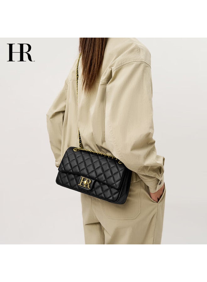 Hr Helena Handbag, Women's Small Square Bag, Quilted Chain Bag, Top-grain Leather Shoulder Crossbody Bag, Women's Qixi Gift - Image 1