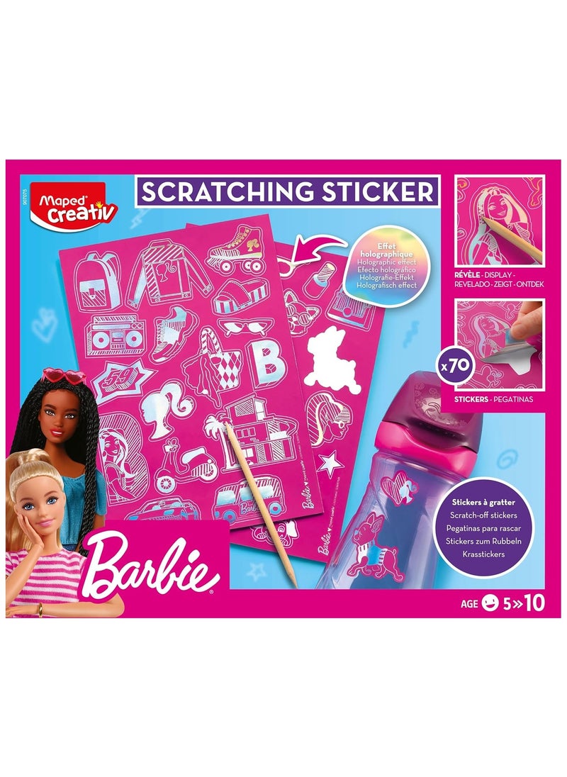 Maped - Maped Creative Scratch Art Barbie Scratch Stickers for Children 70 Barbie Stickers with Holographic Effect from 5 Years - Image 1