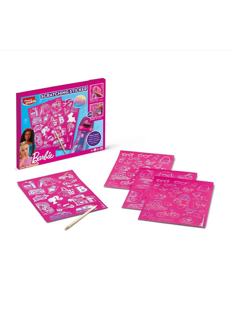 Maped - Maped Creative Scratch Art Barbie Scratch Stickers for Children 70 Barbie Stickers with Holographic Effect from 5 Years - Image 1