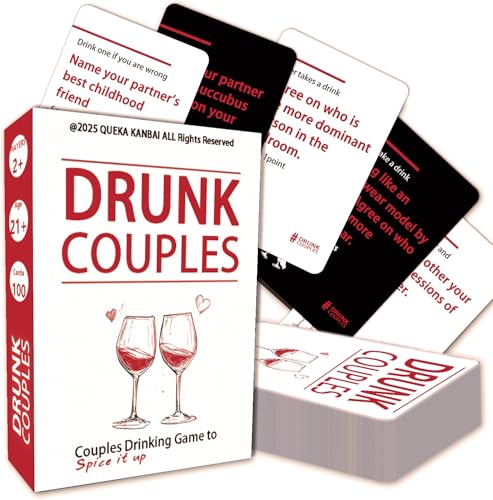 QUEKA KANBAI DRUNK COUPLES Couples Drinking Game to Spice it Up for Date Night 100 Fun Spicy Cards for Couples Party Gift Ignite Sparks Couple Games - Image 1
