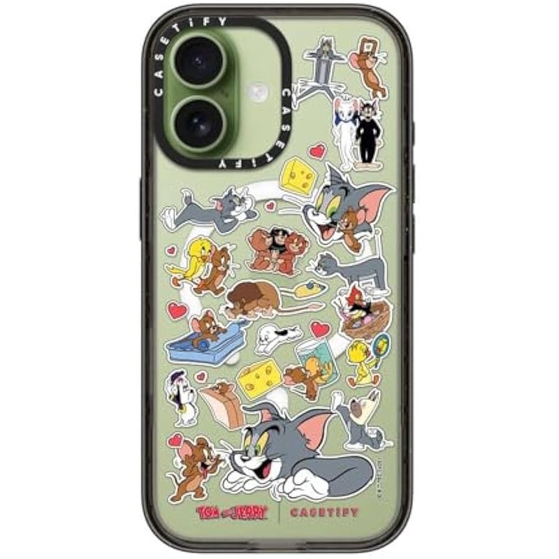 Casetify Impact iPhone 17 Case 【Tom and Jerry Colab/Slim/Compatible with Magsafe / 8.2 ft. 4X Military Grade Drop Protection】 - Family Sticker - Clear Black - Image 3