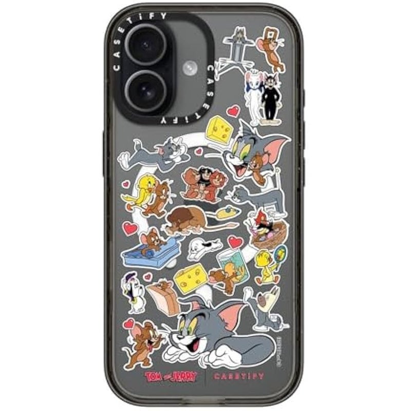Casetify Impact iPhone 17 Case 【Tom and Jerry Colab/Slim/Compatible with Magsafe / 8.2 ft. 4X Military Grade Drop Protection】 - Family Sticker - Clear Black - Image 5