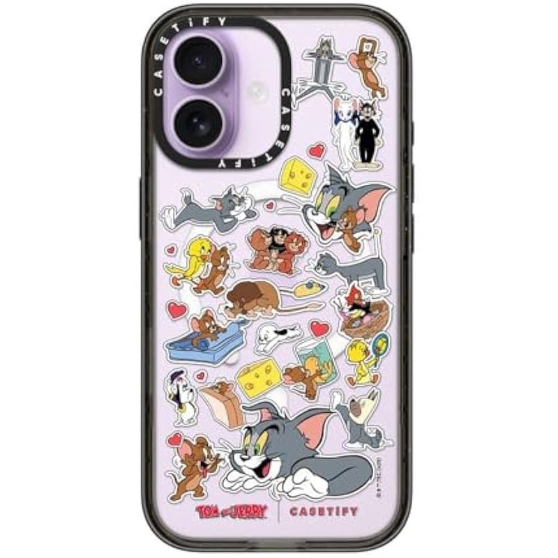 Casetify Impact iPhone 17 Case 【Tom and Jerry Colab/Slim/Compatible with Magsafe / 8.2 ft. 4X Military Grade Drop Protection】 - Family Sticker - Clear Black - Image 2