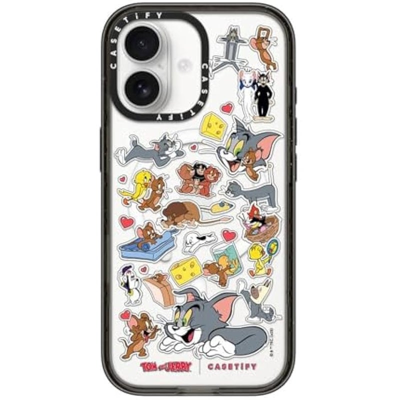 Casetify Impact iPhone 17 Case 【Tom and Jerry Colab/Slim/Compatible with Magsafe / 8.2 ft. 4X Military Grade Drop Protection】 - Family Sticker - Clear Black - Image 1