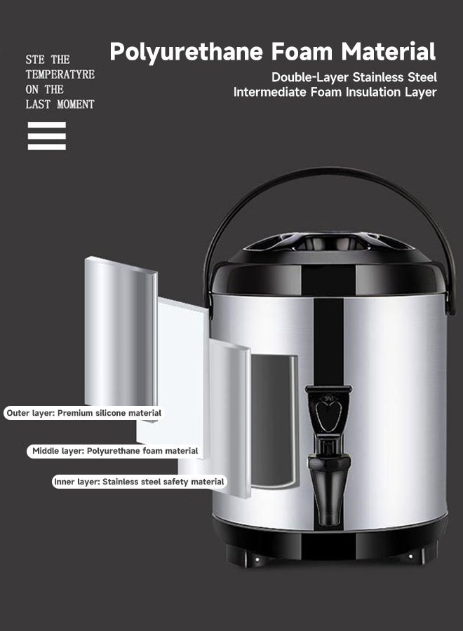 Cold and Hot Tea with Spigot for Catering Party Hot Tea Milk, Cold Milk, Insulated Beverage Dispenser, 8 L Stainless Steel Beverage Dispenser - Image 1