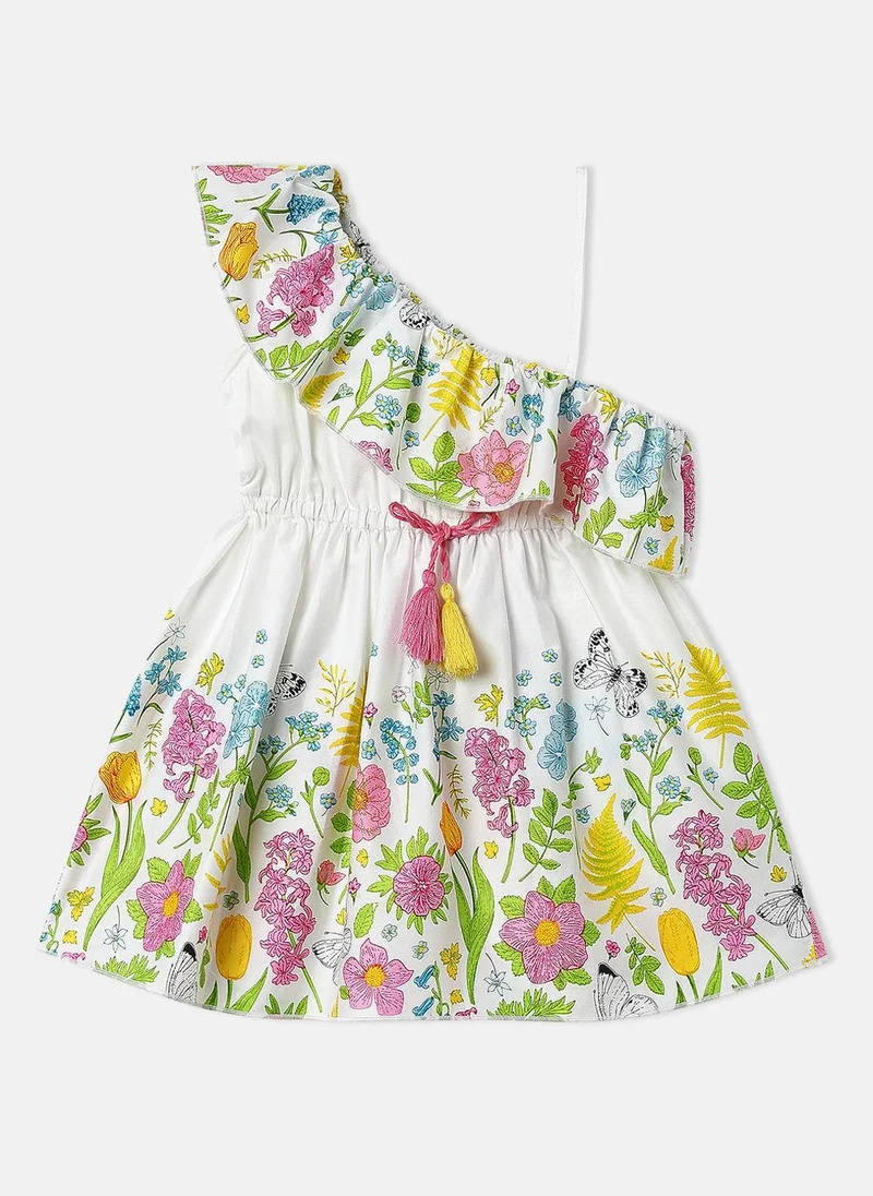 Nautinati Nautinati Girls Floral Printed Cotton Satin Sleeveless Frock
