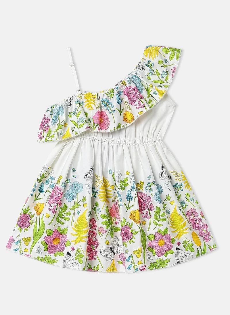 Nautinati Nautinati Girls Floral Printed Cotton Satin Sleeveless Frock