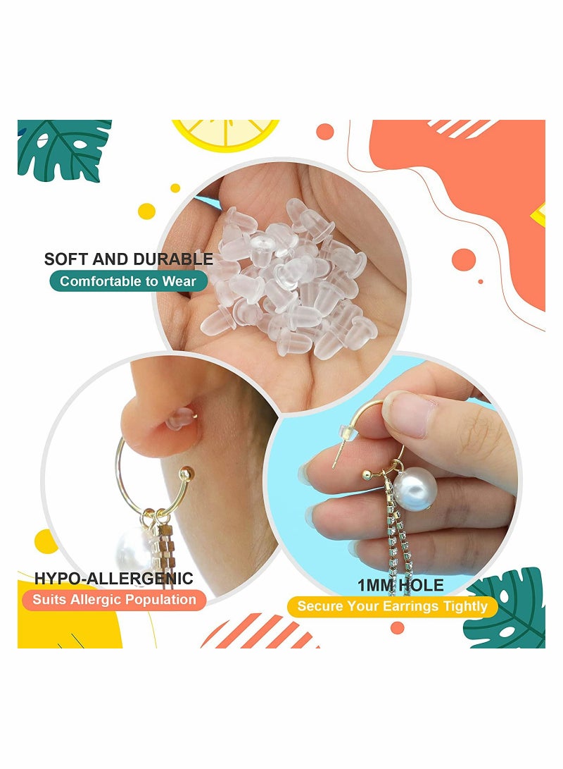 KASTWAVE Silicone Clear Earring Backs, Soft Safety Rubber Earring Backs Stoppers 4 Styles, Each Style Sold by 200 Pcs - Image 2