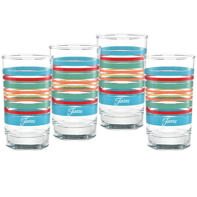Culver Officially Licensed Fiesta Stripes 7-Ounce Juice Glass (Set of 4) (Rainbow Radiance Collection) - Image 1