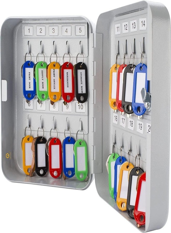 GETZET Cabinet 20 Key Locker Secure Key Box with Lock, Combination Safe Key Security Wall Mount Metal Lock Box with 20 Hooks Use for Property Managers, Homes, Hotel. - Image 1