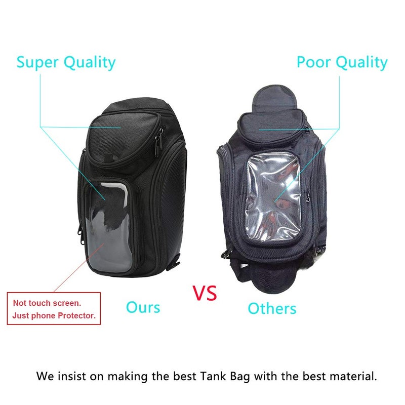 KIWISE Motorcycle Tank Bag, Water Resistant with Super Strong Magnetic Gas Oil Fuel Tank Bag Black bigger Window for Honda Yamaha Suzuki Kawasaki Harley - Image 5
