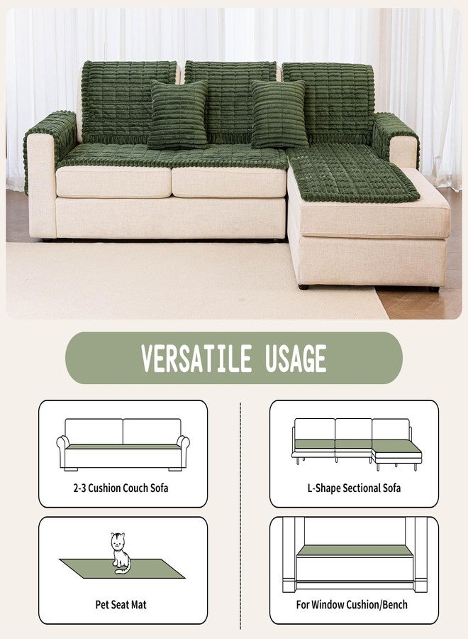 MDSASFD Sofa Couch Cover, Sofa Covers for Dogs Washable, Non-Slip Striped Sofa Slipcovers for Sectional Sofa, Sofa Cover Furniture Protector for L Shaped(Dark Green, 27.6"x 59") - Image 4
