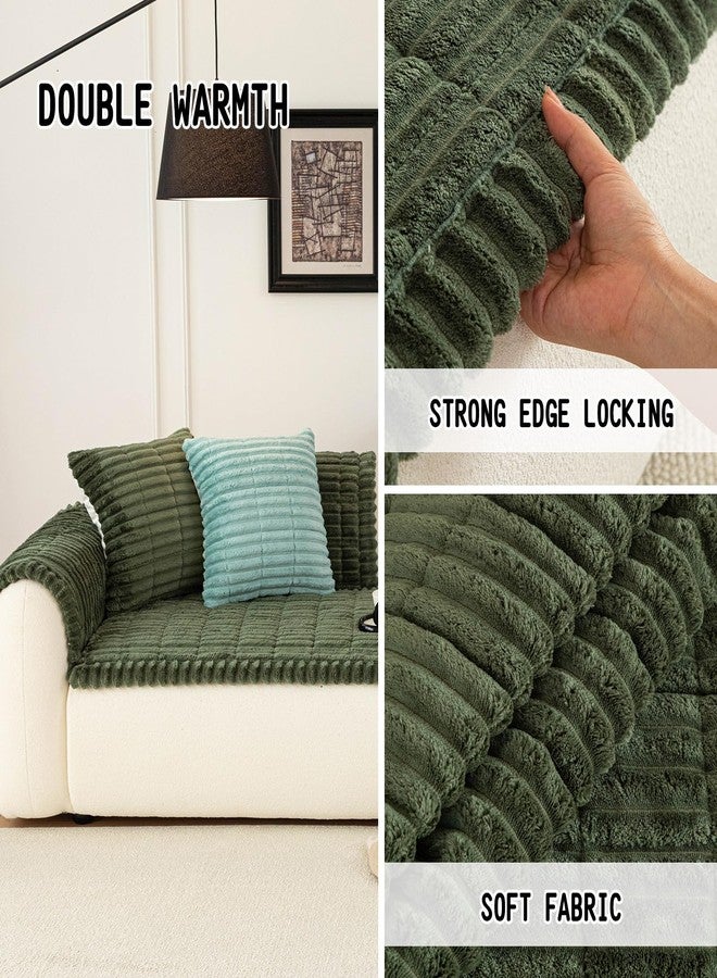 MDSASFD Sofa Couch Cover, Sofa Covers for Dogs Washable, Non-Slip Striped Sofa Slipcovers for Sectional Sofa, Sofa Cover Furniture Protector for L Shaped(Dark Green, 27.6"x 59") - Image 2