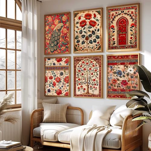 kotart Traditional Indian Art Pichwai Wall Décor Paintings|Painting for Wall Decoration|Madhubani Art Painting with Frame for Living Room |Traditional Wall Poster with frames set of 6 (10x13 inch, L) - Image 5