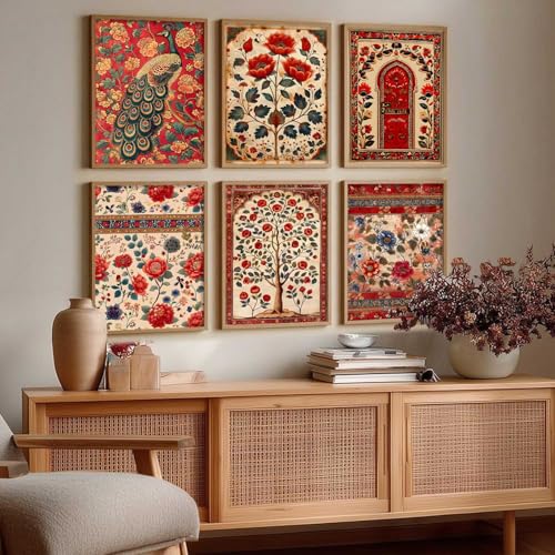 kotart Traditional Indian Art Pichwai Wall Décor Paintings|Painting for Wall Decoration|Madhubani Art Painting with Frame for Living Room |Traditional Wall Poster with frames set of 6 (10x13 inch, L) - Image 4