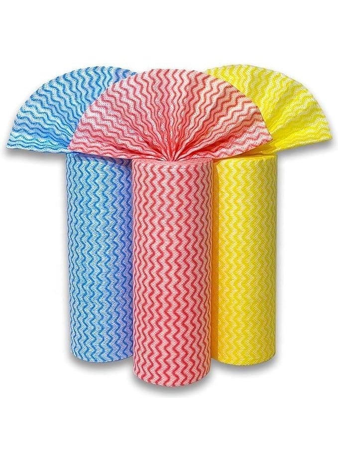 MOMENT مناديل تنظيف قابلة لإعادة الاستخدام MOMENT، مناشف منزلية ومطبخ، قماش تنظيف قابل للتخلص، مناشف أطباق، مناشف مطبخ، مناديل ورقية قابلة لإعادة الاستخدام، مناشف غسيل، متعددة الألوان 150 قطعة/لفة - Image 1