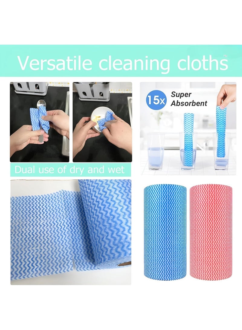 MOMENT مناديل تنظيف قابلة لإعادة الاستخدام MOMENT، مناشف منزلية ومطبخ، قماش تنظيف قابل للتخلص، مناشف أطباق، مناشف مطبخ، مناديل ورقية قابلة لإعادة الاستخدام، مناشف غسيل، متعددة الألوان 150 قطعة/لفة - Image 2