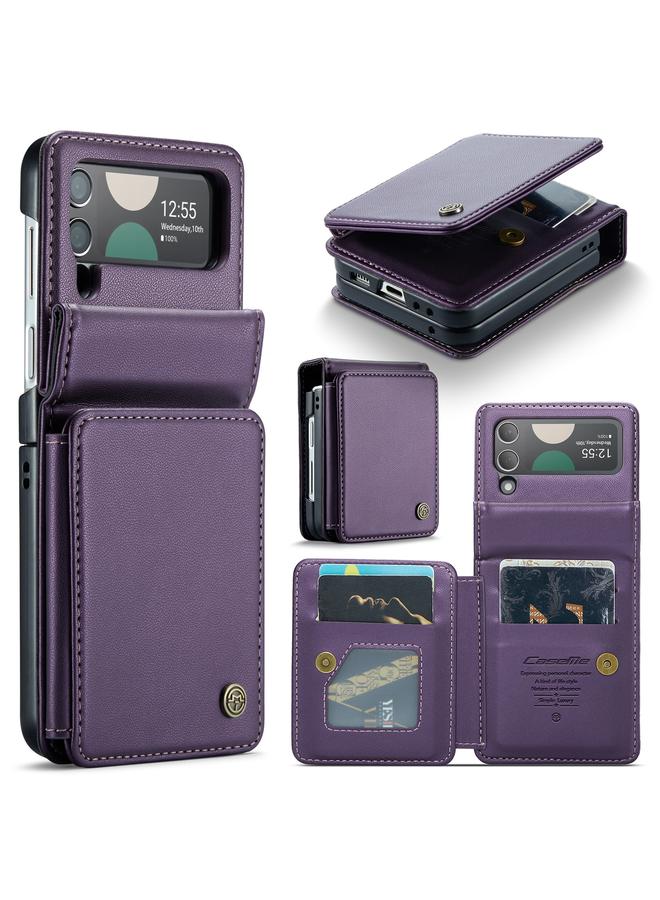 The Bros Case For Samsung Galaxy Z Flip4 5G C22 PC+TPU Business Style RFID Anti-theft Leather Phone Case