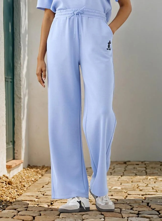 SP Characters Mickey Mouse Print Wide Leg Pants with Pockets