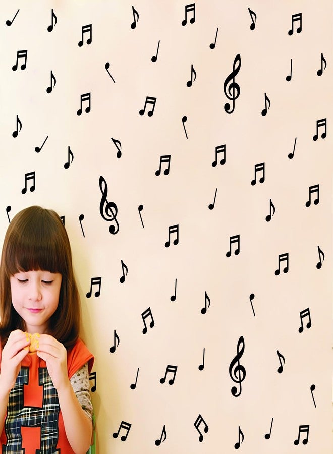 Kasubeso Music Notes Wall Stickers, Peel and Stick Removable DIY Music Notes Party Wall Decorations for Classroom Living Room Music Room Window Music Studio Decor, Black - Image 2