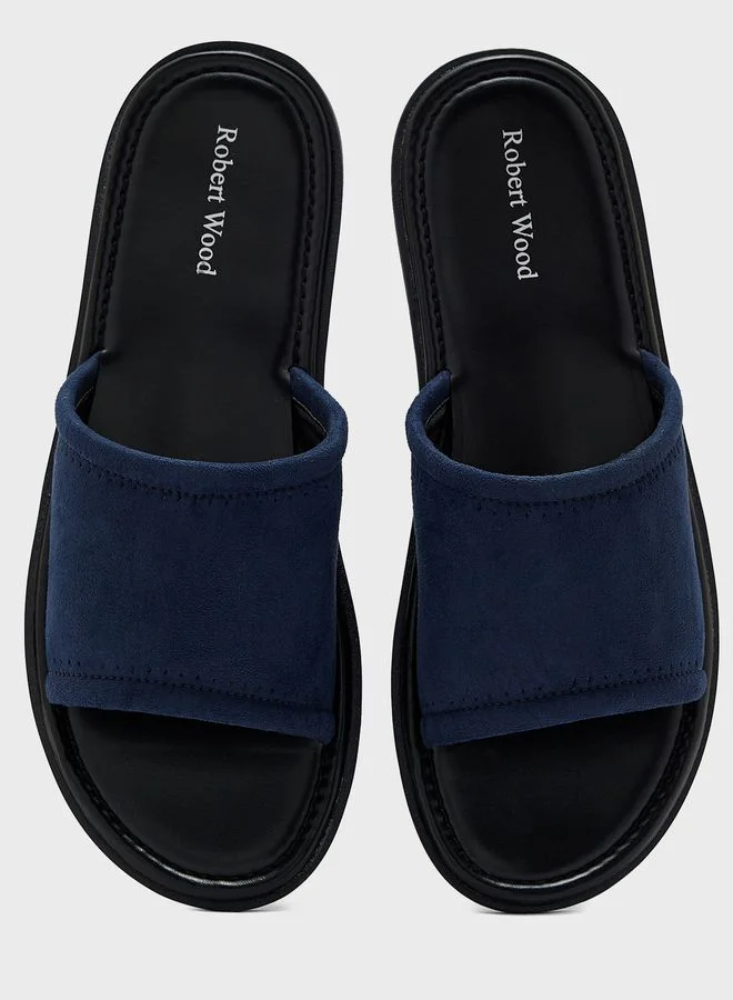 Robert Wood Faux Suede Slider Sandals