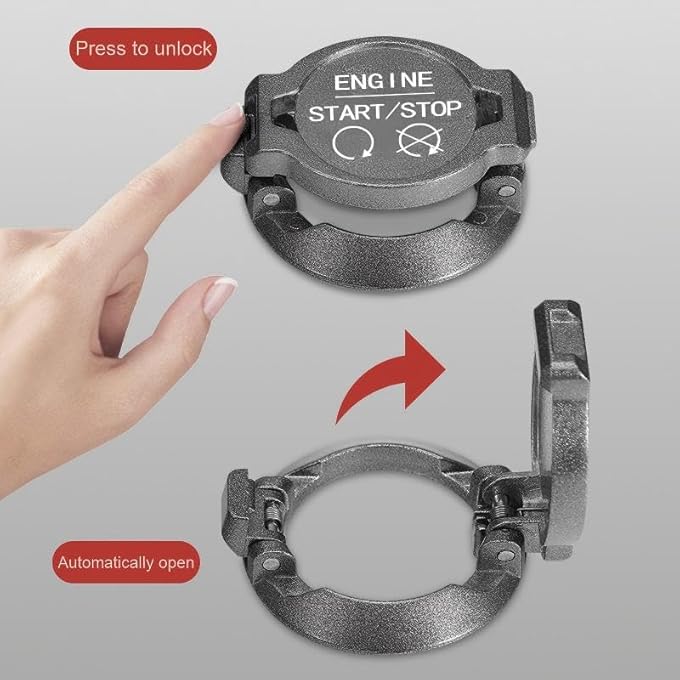 KASTWAVE Car Push Start Button Cover Universal Engine Ignition Switch Protector AntiScratch Dustproof  Waterproof PushToStart Button Decoration Cover For Car Rv Suv Truck Black - Image 4