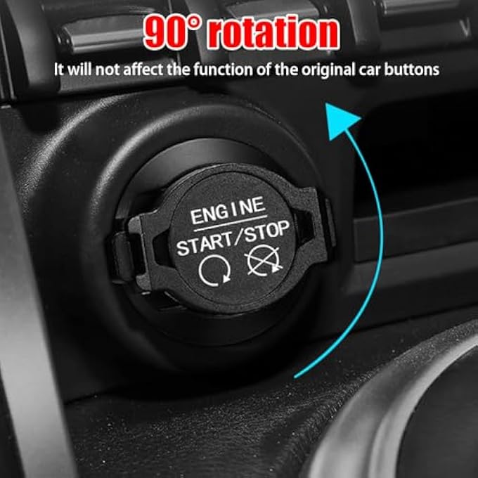 KASTWAVE Car Push Start Button Cover Universal Engine Ignition Switch Protector AntiScratch Dustproof  Waterproof PushToStart Button Decoration Cover For Car Rv Suv Truck Black - Image 3