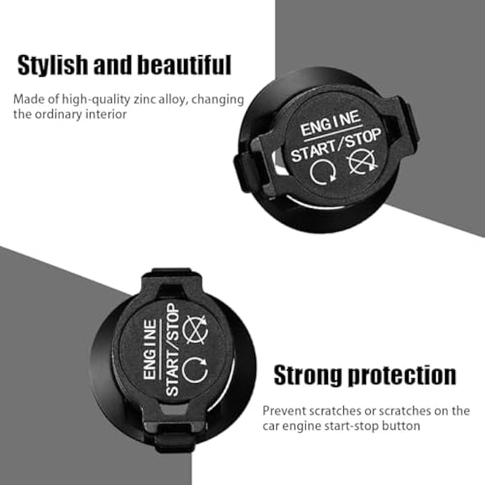 KASTWAVE Car Push Start Button Cover Universal Engine Ignition Switch Protector AntiScratch Dustproof  Waterproof PushToStart Button Decoration Cover For Car Rv Suv Truck Black - Image 5
